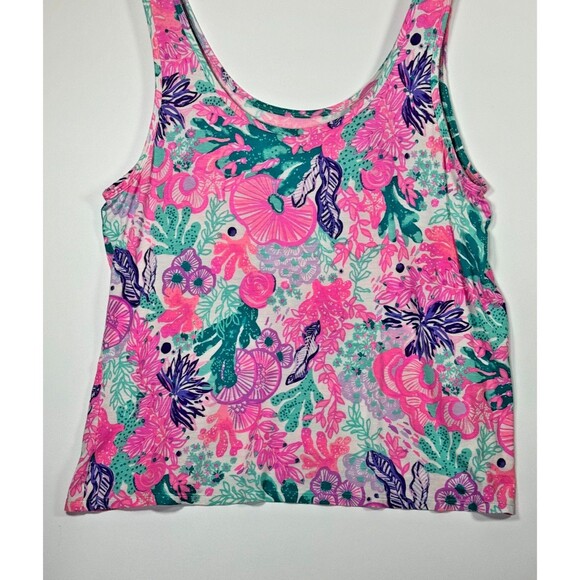 Lilly Pulitzer Tank Top Womens XXL Pink Green Floral Print Sleeveless Preppy - Picture 4 of 11